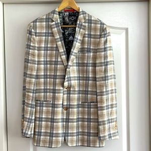 TALLIA Men’s Blazer•Plaid Grey, Tan & Cream•Size 42R•Excellent condition,worn 1x